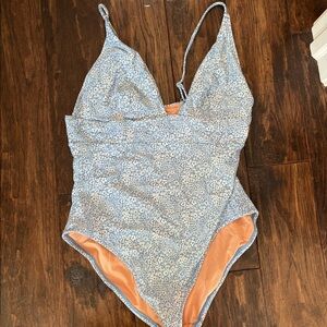 J Crew blue floral bathing suit